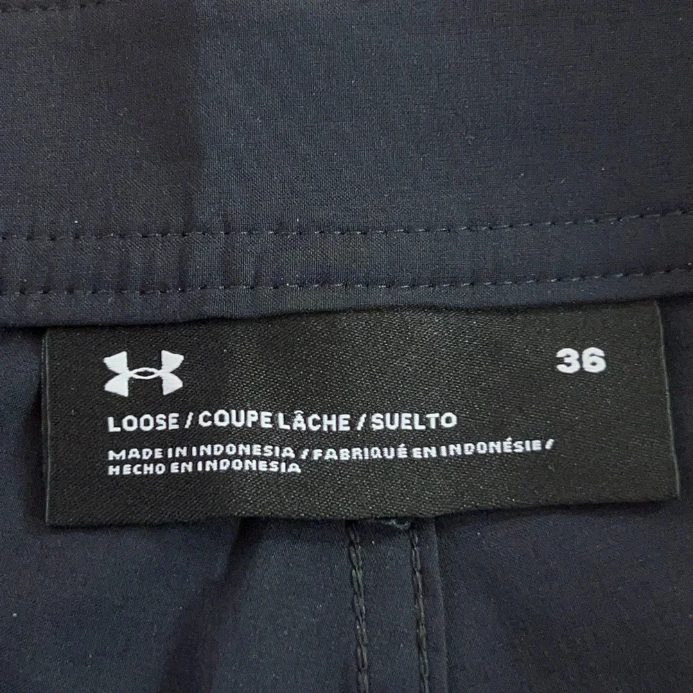 Under Armour Mens 36 Black Loose Fit Stretch Cargo Outdoor Shorts